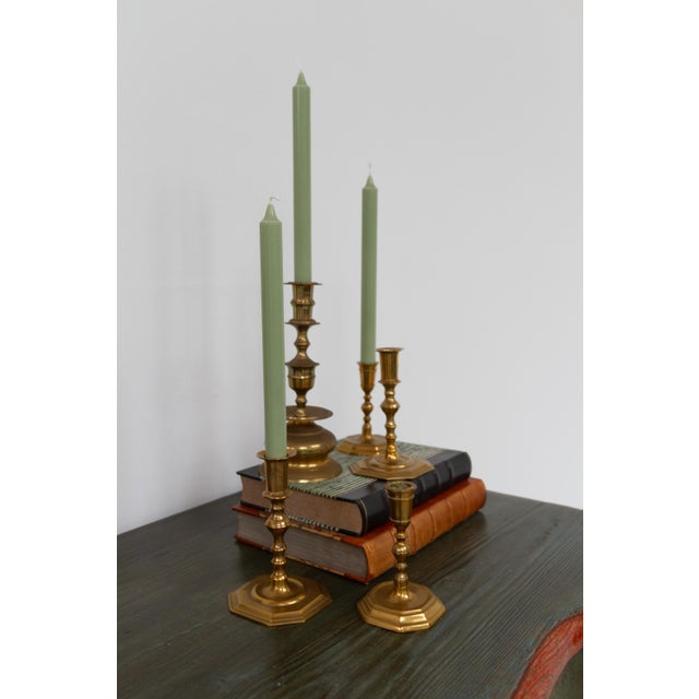 Antique Danish Brass Candlesticks, 1890s, Set of 5 For Sale - Image 15 of 17