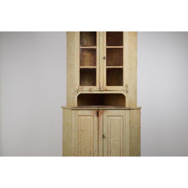 Antique Swedish Gustavian Corner Cabinet with Authentic Glass Doors For Sale - Image 5 of 12