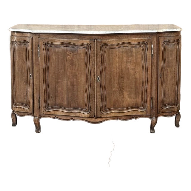 18th Century French Louis XV Walnut Buffet ~ Credenza With Carrara Marble For Sale