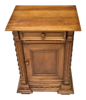 French Brutalist Style 19th Century Carved Walnut Bedside Table