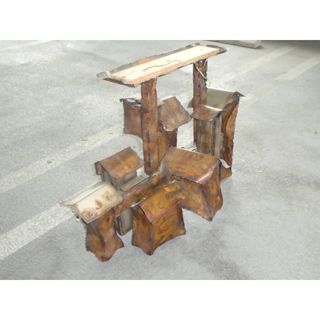 1970s 1970's Brutalist Torch Cut Graduated Cityscape Chandelier For Sale - Image 5 of 9