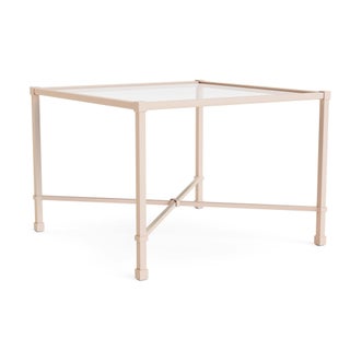 Brown Jordan Venetian 26" Square Occasional Table - Glass Top in Blush For Sale