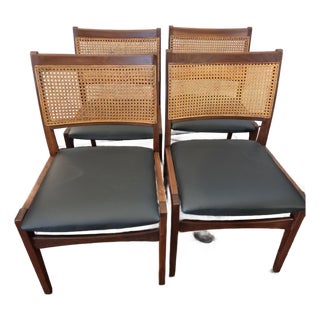 Mid - Century Danish Modern Walnut Set 4 Chairs Xtra Large For Sale