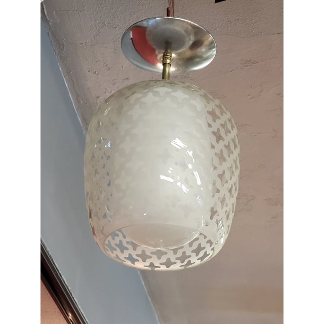 White Pair Lightolier Pendant Lights Vintage 1960s For Sale - Image 8 of 12