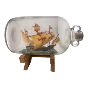 Mid 20th Century Vintage Handmade Ship in a Bottle “The Santa Maria” Large Gallon Size