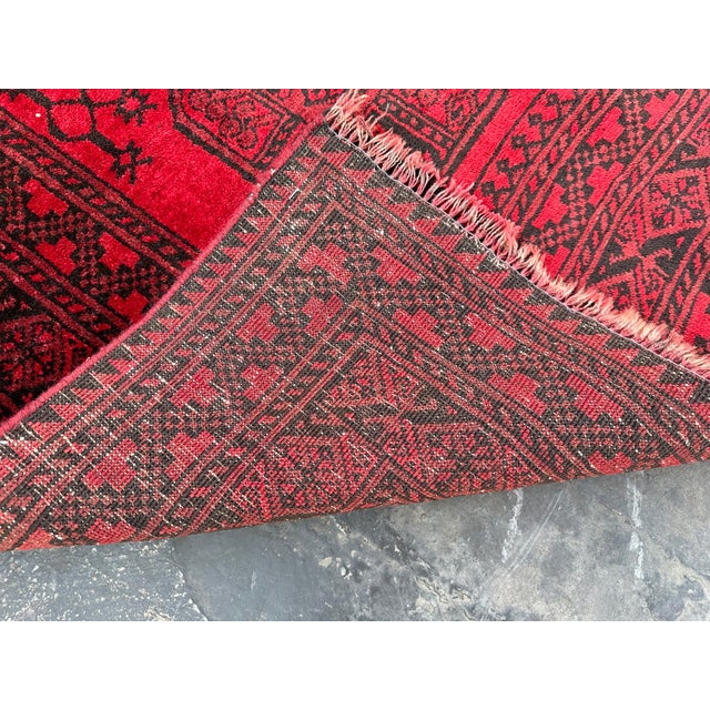 Red Vintage Turkomen Elephent Foot Design Tribal Rug For Sale - Image 8 of 8