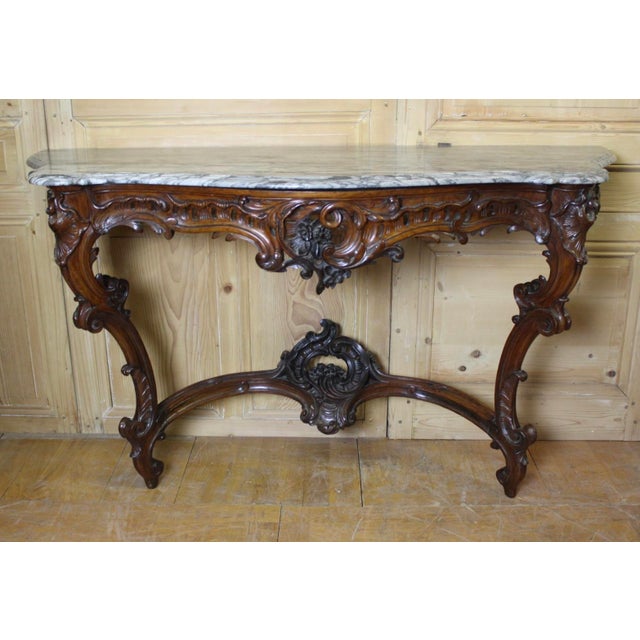Large Louis XV Walnut Console Table, 19th Century For Sale - Image 13 of 13