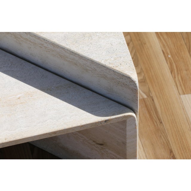 1970s Italian Travertine Triangular Two-Piece Coffee Table For Sale In Los Angeles - Image 6 of 18