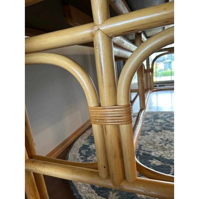 Late 20th Century Tessellated Olive Ash Burl and Pencil Reed Dining Table - Organic Modern For Sale - Image 6 of 17