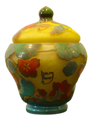 Antique Cameo Glass Jar Signed by Duam Nancy