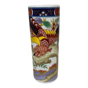 Imari Style Brush Pot / Vase Phoenix Design, Red Letter Japan