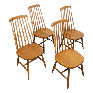 Vintage Scandinavian Wood Chairs, 1960s, Set of 4 For Sale