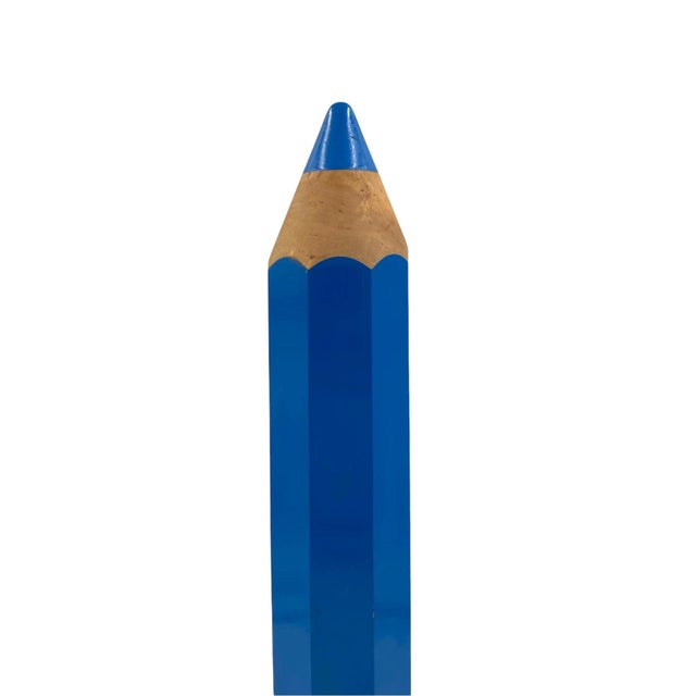 Wood Postmodern Blue Pencil Table Lamp by Michel Aroutcheff for Vilac, France, 1980s For Sale - Image 7 of 12