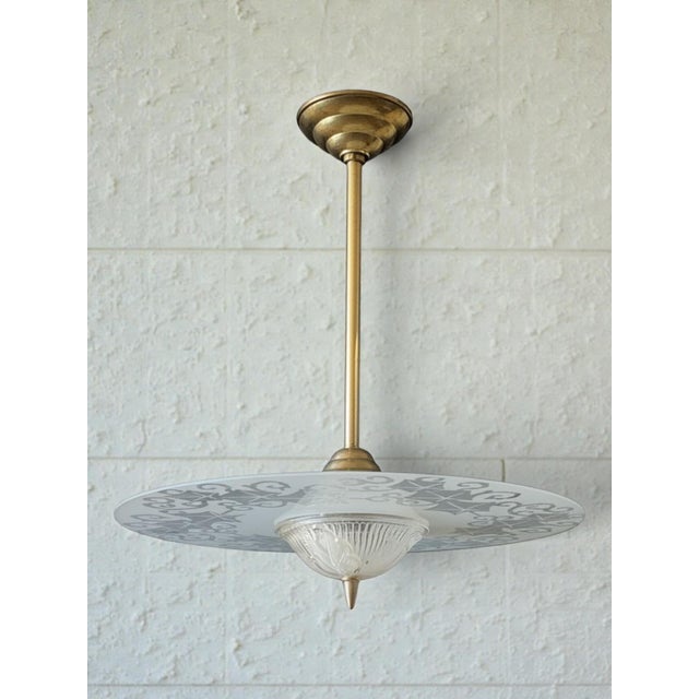 Metal Art Deco Style Pendant Light, 1960s For Sale - Image 7 of 7