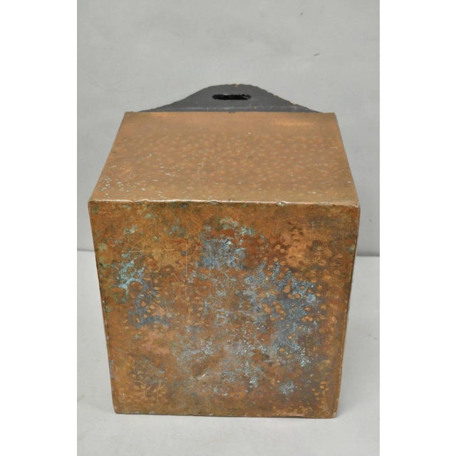Antique French Country Primitive Copper & Wood Black Grain Painted Grain Bin For Sale - Image 15 of 18
