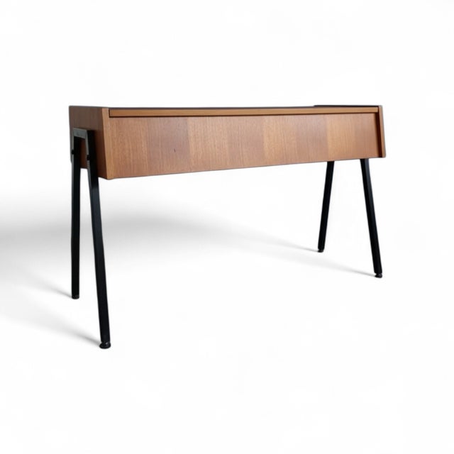 1960s Mid-Century Modern Scandinavian Style Console Table with Architectural Metal Legs, 1965 For Sale - Image 5 of 5