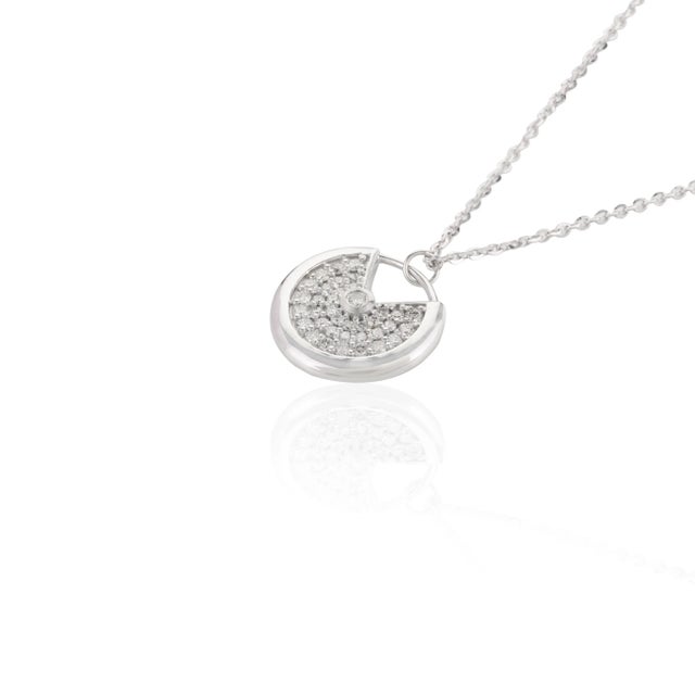 Not Yet Made - Made To Order Natural Diamond Round Disc Modern Pendant Necklace for Women in 14k Gold- A Pair For Sale - Image 5 of 10