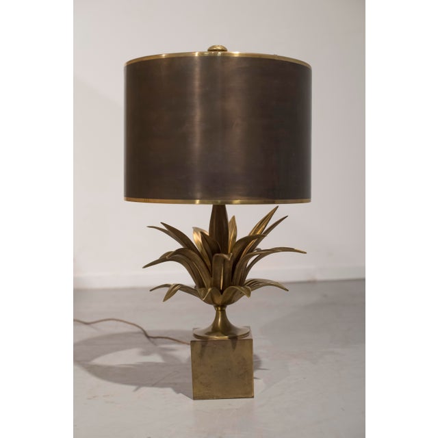 Metal 1970s Maison Charles Bronze Lotus Flower Lamp For Sale - Image 7 of 8