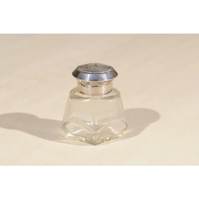 Metal C. 1924 English Crystal Toiletry Bottle For Sale - Image 7 of 12