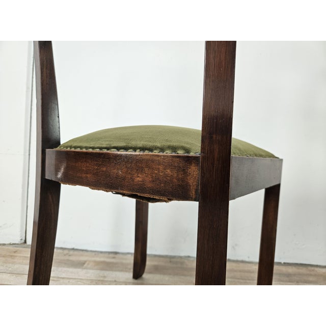 Art Deco Dining Chairs in Walnut and Fabric, 1940, Set of 2 For Sale - Image 13 of 14