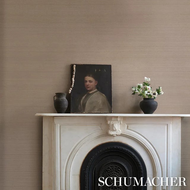 2020s Schumacher Musa Abaca Wallpaper In Antique Blush For Sale - Image 5 of 7