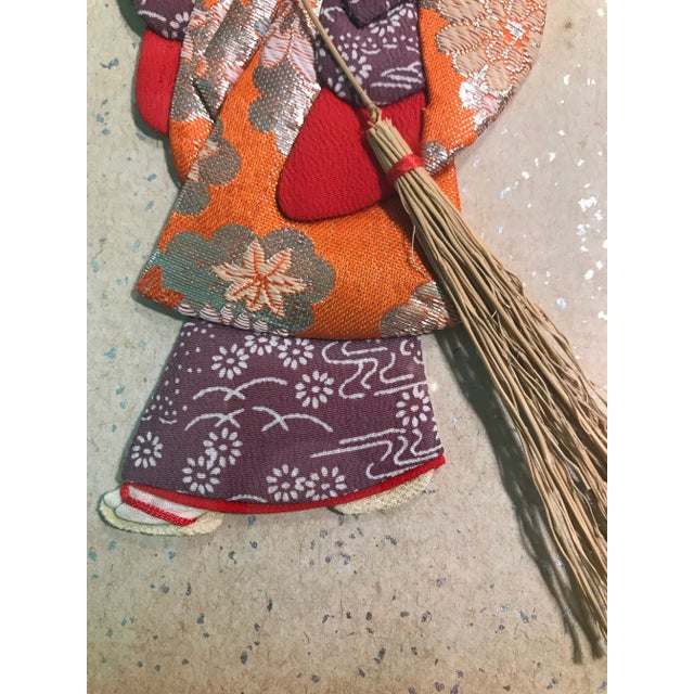 Asian Style Vintage Asian Cloth “Paper Doll” Framed Figure of Elderly Lady For Sale - Image 4 of 9