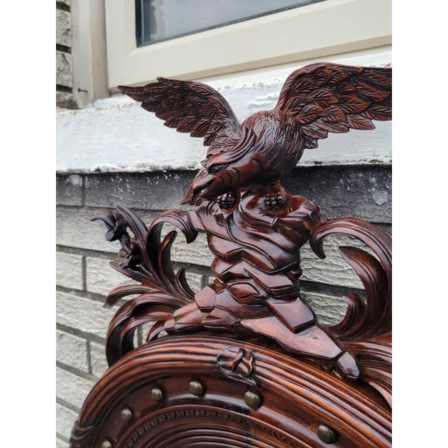 1940s American Federal Eagle Hand Carved Mahogany Wall Mirror Large For Sale - Image 13 of 15
