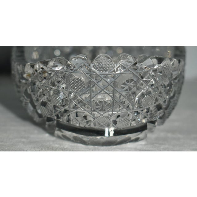 Antique American Brilliant Cut Crystal Oval Dish W/Floral Details For Sale - Image 9 of 12