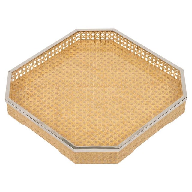 Centerpiece in Acrylic Glass, Wicker and Brass in the style of Christian Dior, Italy, 1970s For Sale - Image 14 of 14