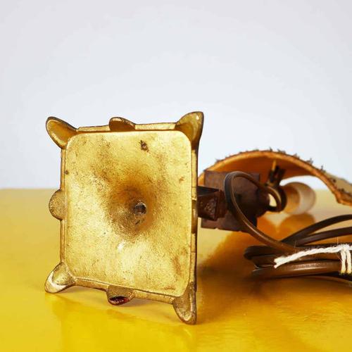 Vintage Brass Lamp with Fabric Shade For Sale - Image 12 of 14