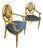 Pair of Vintage Neoclassical Painted & Gilt Louis XVI Style Armchairs With Hand-Painted Medallion Backs For Sale