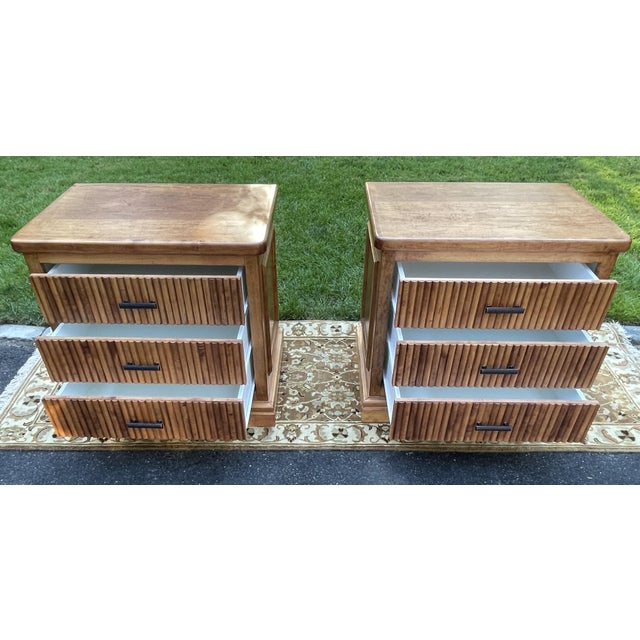 1990s Premium 3-Piece Fluted Maple Set - Credenza/Dresser & Pair of End Tables/Nightstands For Sale - Image 12 of 14