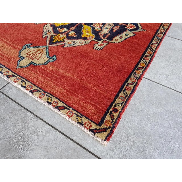 1950s Decorative Red Geometric Runner For Sale - Image 6 of 10