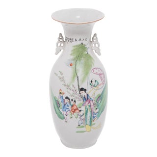 Mid 19th Century Phoenix Tail Vase With Figures in a Garden For Sale