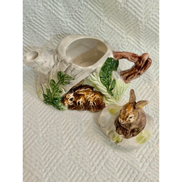 Vintage CBK Majolica Style Bunny Rabbit Tea Pot For Sale - Image 9 of 11