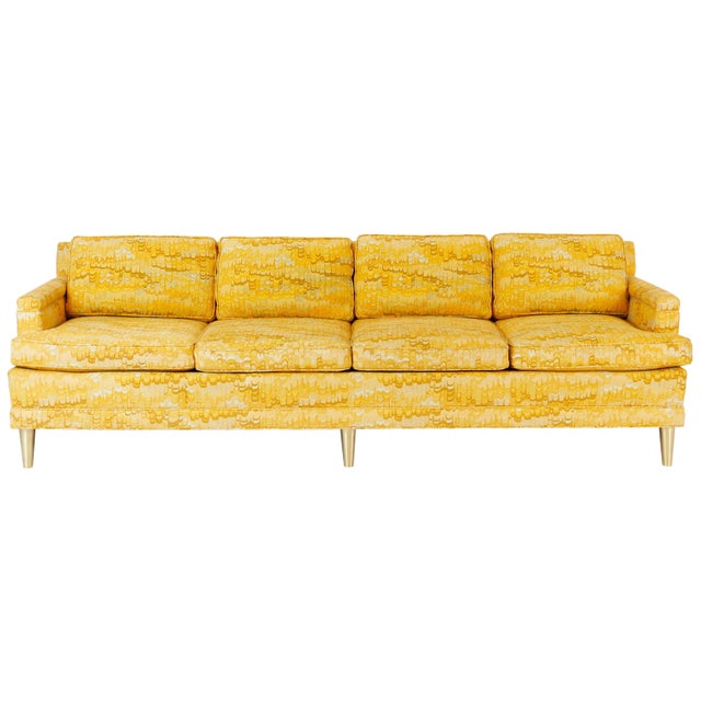 Metal Jack Lenor Larsen 4 Seat Sofa on Brass Legs For Sale - Image 7 of 7