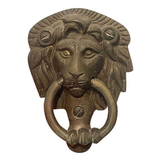 Brass Lion Head Door Knocker For Sale
