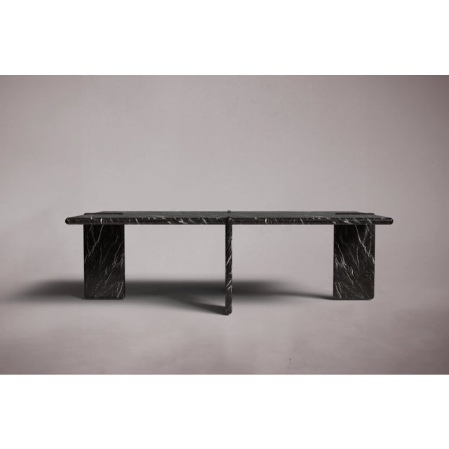Postmodern Luna Rectangular Alexander Black Marble Coffee Table 55" For Sale - Image 3 of 5
