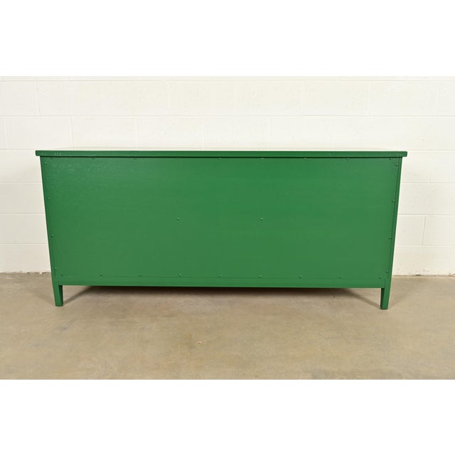 John Widdicomb French Regency Louis XVI Green Lacquered Dresser or Credenza, Newly Refinished For Sale - Image 17 of 18