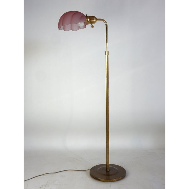 Violet Art Glass Clam Shell Floor Lamp With Brass Base, 1960s France For Sale In Las Vegas - Image 6 of 9