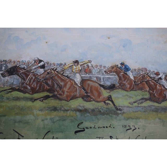 Paint "Northern Farmer Wins!" the Stewards' Cup Goodwood 1899 Watercolour by Finch Mason For Sale - Image 7 of 7