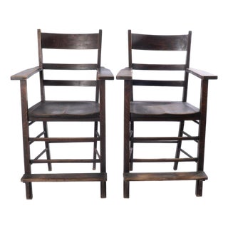 Early 20th Century Pair of Billiard Chairs For Sale