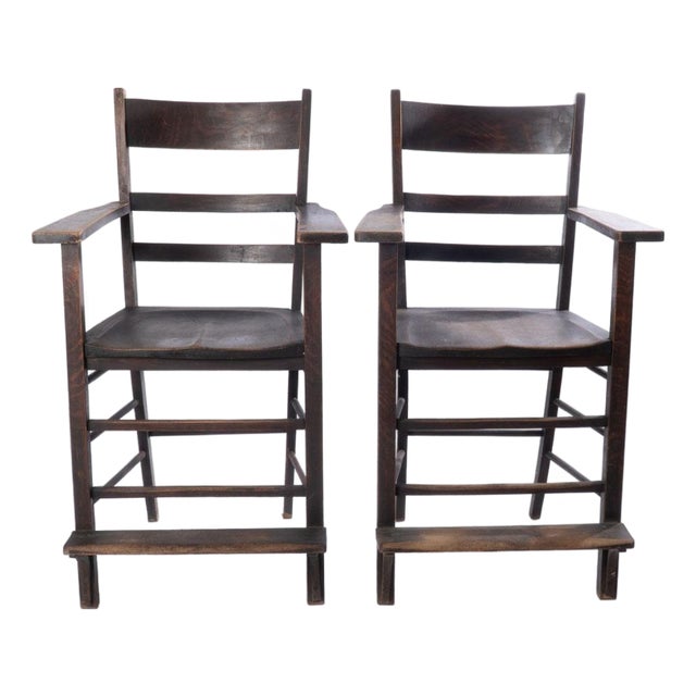 Early 20th Century Pair of Billiard Chairs For Sale
