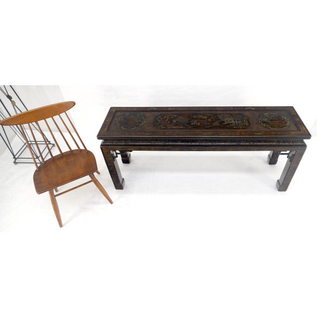 Very Fine John Widdicomb Lacquer Painted Decorated Console Sofa Table MINT For Sale - Image 12 of 16