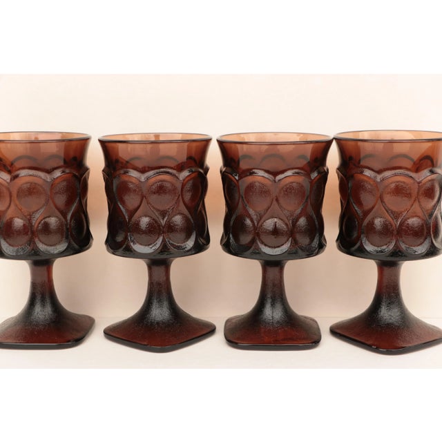 Mid-Century Modern Noritake Spotlight Walnut Brown Glass Goblets - Set of 20 For Sale - Image 3 of 9