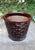 Ceramic Large Vintage Basketweave Flower Pot Planter Brown Glazed Terracotta For Sale - Image 7 of 8