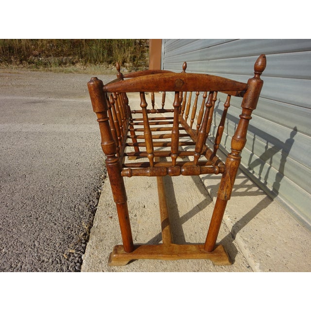 Antique Brown Cradle in Walnut For Sale - Image 11 of 14