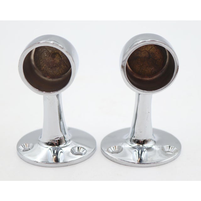 Vintage surface mount towel bar brackets made of brass with a chrome finish. Stamped Spartan, Portugal. The original...