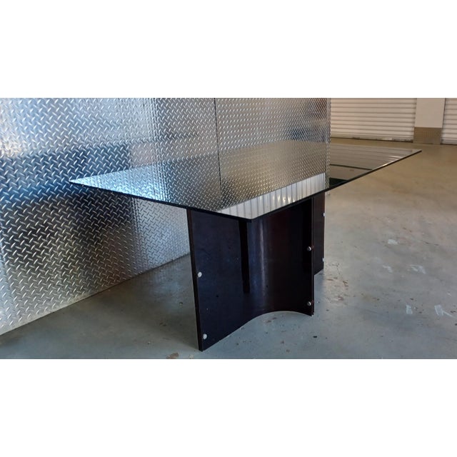 MCM Smoked Glass Dining/Conference Table With Black Lucite Base, in the Manner of Charles Hollis Jones For Sale - Image 6 of 10