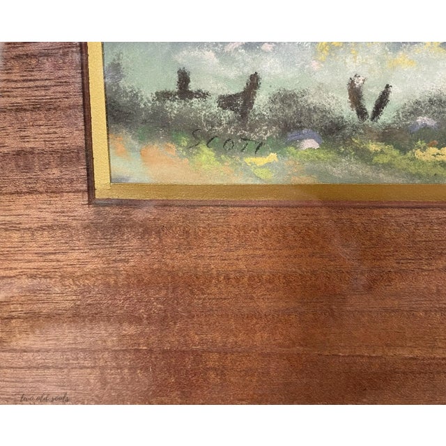 Vintage Pastel Landscape Original Artwork Signed Scott For Sale - Image 9 of 10